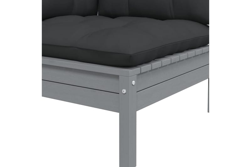 Trädgårdssoffa 2-sits med grå dynor massiv furu - Grå - Utemöbler - Utesoffor & bänkar - Loungesoffa
