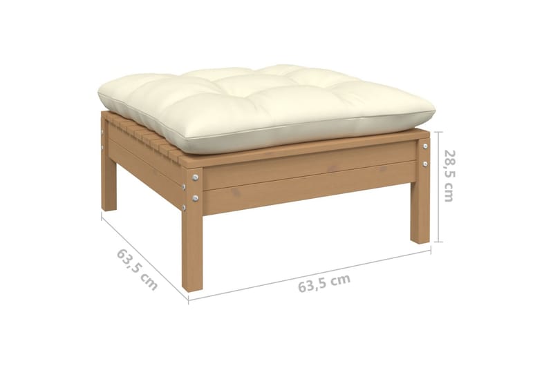 Trädgårdssoffa 2-sits med gräddvita dynor massiv furu - Brun - Utemöbler - Utesoffor & bänkar - Loungesoffa