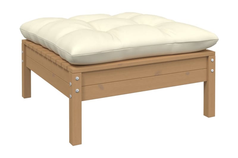 Trädgårdssoffa 2-sits med gräddvita dynor massiv furu - Brun - Utemöbler - Utesoffor & bänkar - Loungesoffa