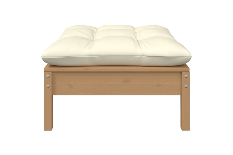 Trädgårdssoffa 2-sits med gräddvita dynor massiv furu - Brun - Utemöbler - Utesoffor & bänkar - Loungesoffa