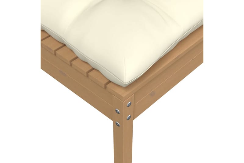 Trädgårdssoffa 2-sits med gräddvita dynor massiv furu - Brun - Utemöbler - Utesoffor & bänkar - Loungesoffa
