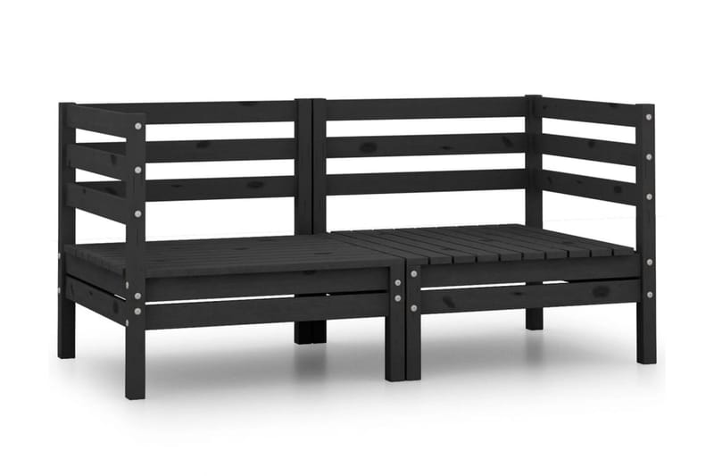 Trädgårdssoffa 2-sits svart massiv furu - Svart - Utemöbler - Utesoffor & bänkar - Loungesoffa