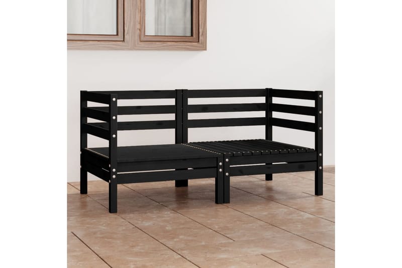 Trädgårdssoffa 2-sits svart massiv furu - Svart - Utemöbler - Utesoffor & bänkar - Loungesoffa