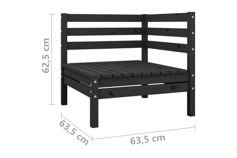 Trädgårdssoffa 2-sits svart massiv furu - Svart - Utemöbler - Utesoffor & bänkar - Loungesoffa