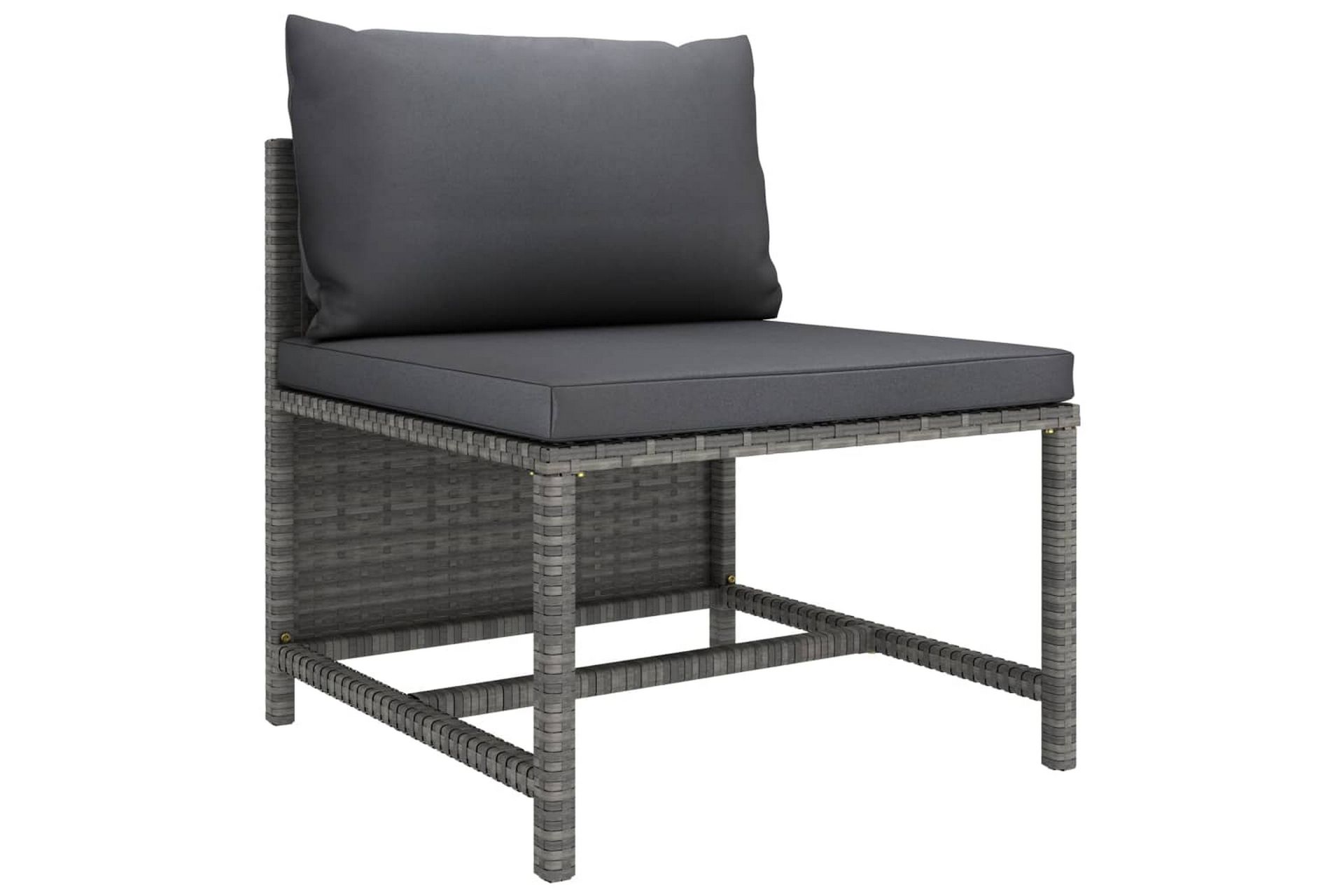Trädgårdssoffa 3-sits med dynor konstrotting grå - Grå - Utemöbler - Utesoffor & bänkar - Loungesoffa
