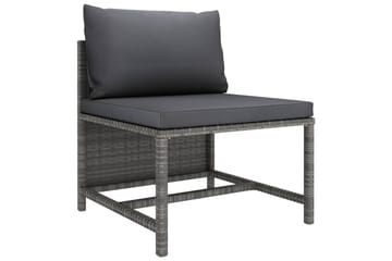 Trädgårdssoffa 3-sits med dynor konstrotting grå - Grå - Utemöbler - Utesoffor & bänkar - Loungesoffa