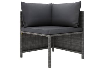 Trädgårdssoffa 3-sits med dynor konstrotting grå - Grå - Utemöbler - Utesoffor & bänkar - Loungesoffa
