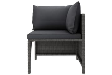 Trädgårdssoffa 3-sits med dynor konstrotting grå - Grå - Utemöbler - Utesoffor & bänkar - Loungesoffa