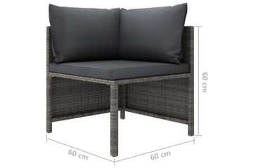 Trädgårdssoffa 3-sits med dynor konstrotting grå - Grå - Utemöbler - Utesoffor & bänkar - Loungesoffa