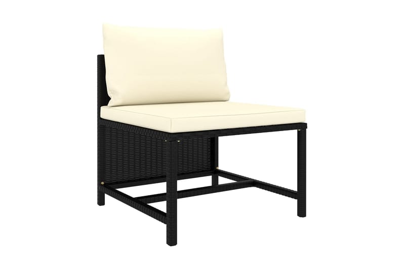 Trädgårdssoffa 3-sits med dynor svart konstrotting - Svart - Utemöbler - Utesoffor & bänkar - Loungesoffa