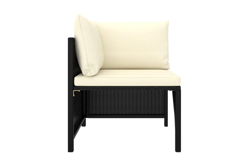 Trädgårdssoffa 3-sits med dynor svart konstrotting - Svart - Utemöbler - Utesoffor & bänkar - Loungesoffa