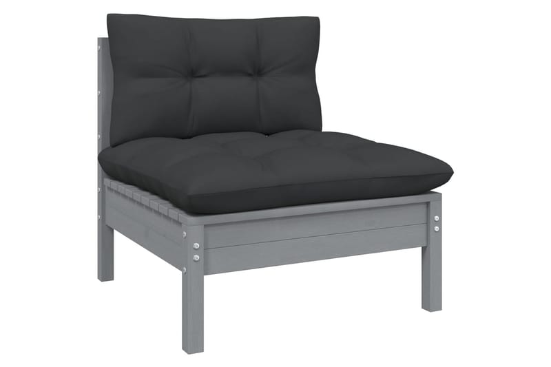 Trädgårdssoffa 4-sits med antracit dynor massiv furu - Mörkgrå - Utemöbler - Utesoffor & bänkar - Loungesoffa