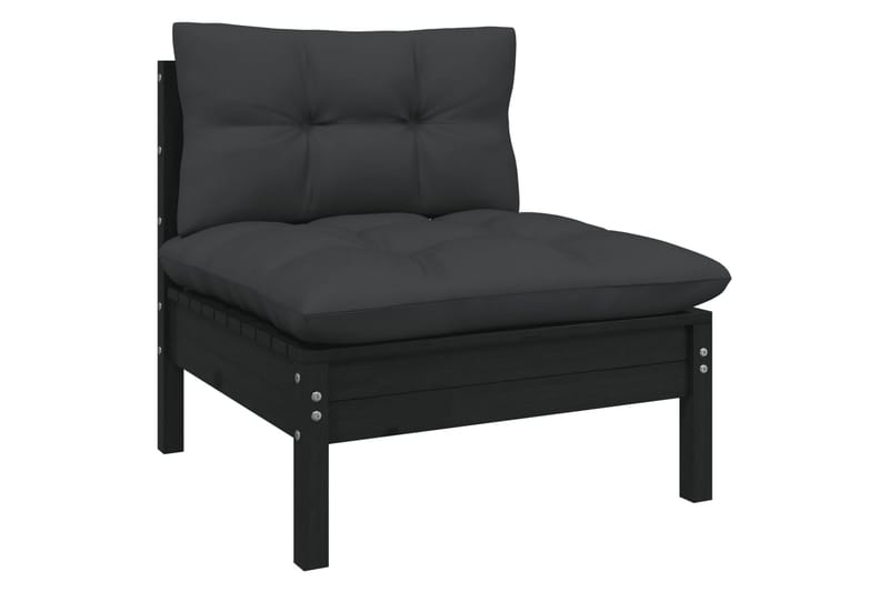 Trädgårdssoffa 4-sits med antracit dynor massiv furu - Svart - Utemöbler - Utesoffor & bänkar - Loungesoffa
