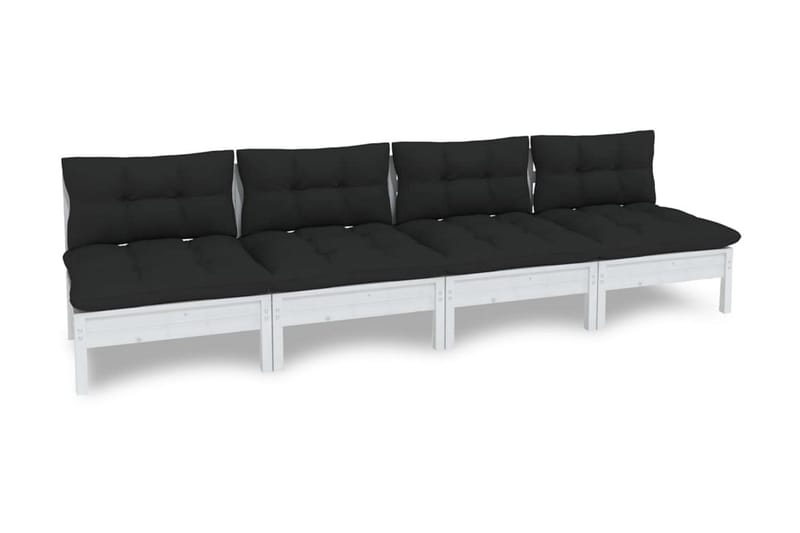 Trädgårdssoffa 4-sits med antracit dynor massiv furu - Vit/svart - Utemöbler - Utesoffor & bänkar - Loungesoffa