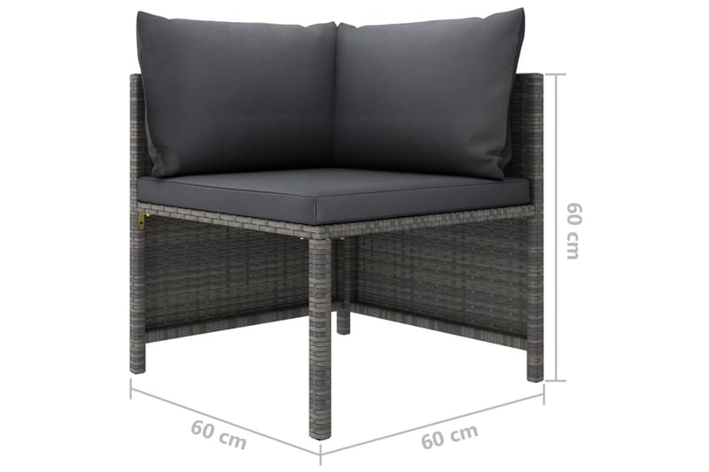 Trädgårdssoffa 4-sits med dynor konstrotting grå - Grå - Loungemöbler - Loungesoffa