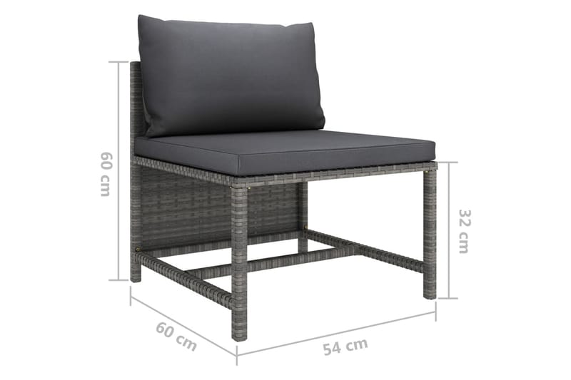 Trädgårdssoffa 4-sits med dynor konstrotting grå - Grå - Loungemöbler - Loungesoffa