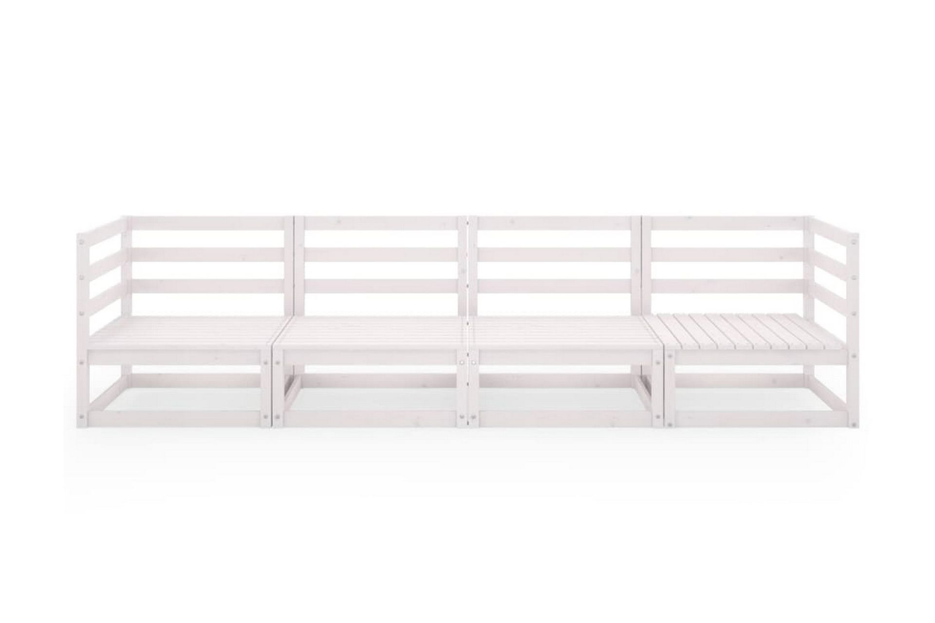 Trädgårdssoffa 4-sits vit massiv furu - Vit - Utemöbler - Utesoffor & bänkar - Loungesoffa