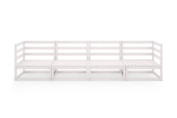 Trädgårdssoffa 4-sits vit massiv furu - Vit - Utemöbler - Utesoffor & bänkar - Loungesoffa