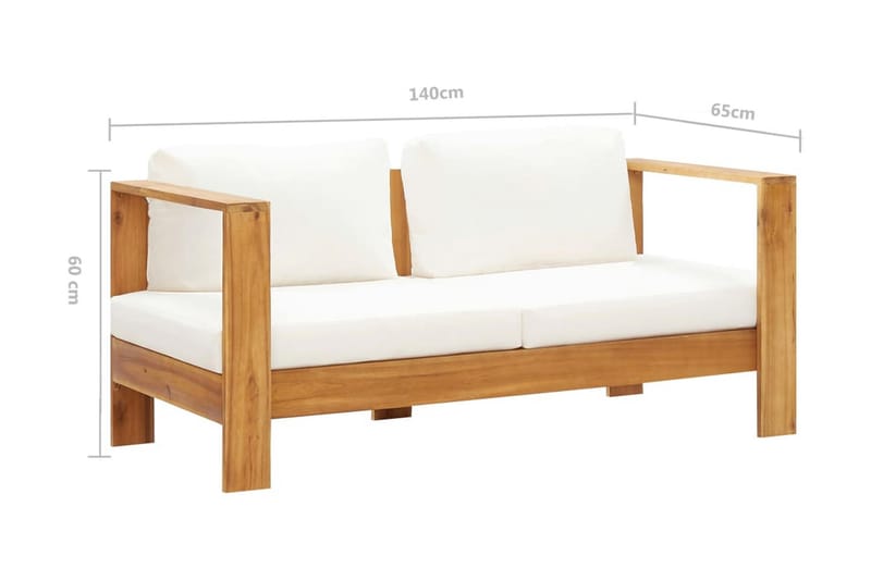 Trädgårdssoffa med dyna 140 cm massivt akaciaträ gräddvit - Vit - Utemöbler - Utesoffor & bänkar - Loungesoffa