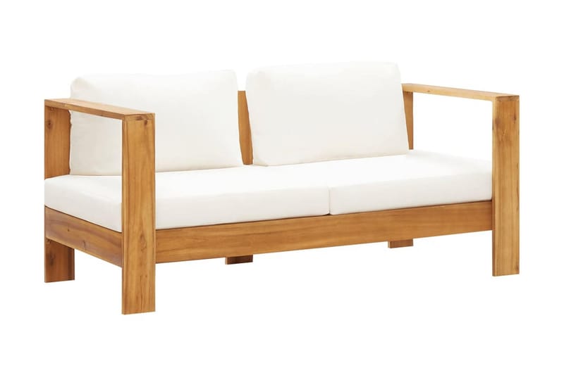 Trädgårdssoffa med dyna 140 cm massivt akaciaträ gräddvit - Vit - Utemöbler - Utesoffor & bänkar - Loungesoffa