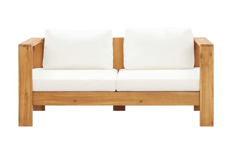 Trädgårdssoffa med dyna 140 cm massivt akaciaträ gräddvit - Vit - Utemöbler - Utesoffor & bänkar - Loungesoffa