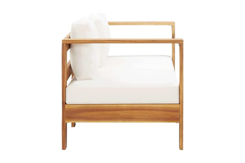 Trädgårdssoffa med dyna 140 cm massivt akaciaträ gräddvit - Vit - Utemöbler - Utesoffor & bänkar - Loungesoffa