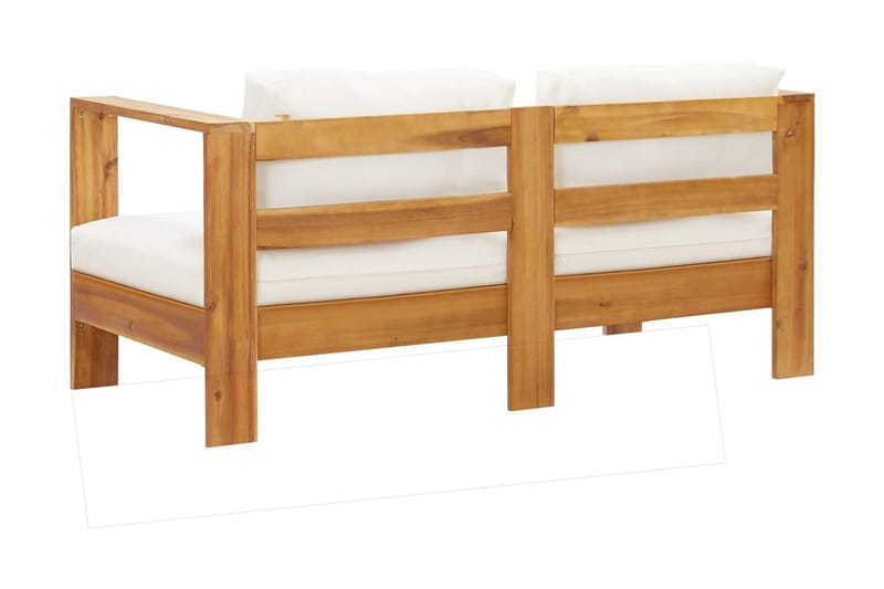 Trädgårdssoffa med dyna 140 cm massivt akaciaträ gräddvit - Vit - Utemöbler - Utesoffor & bänkar - Loungesoffa