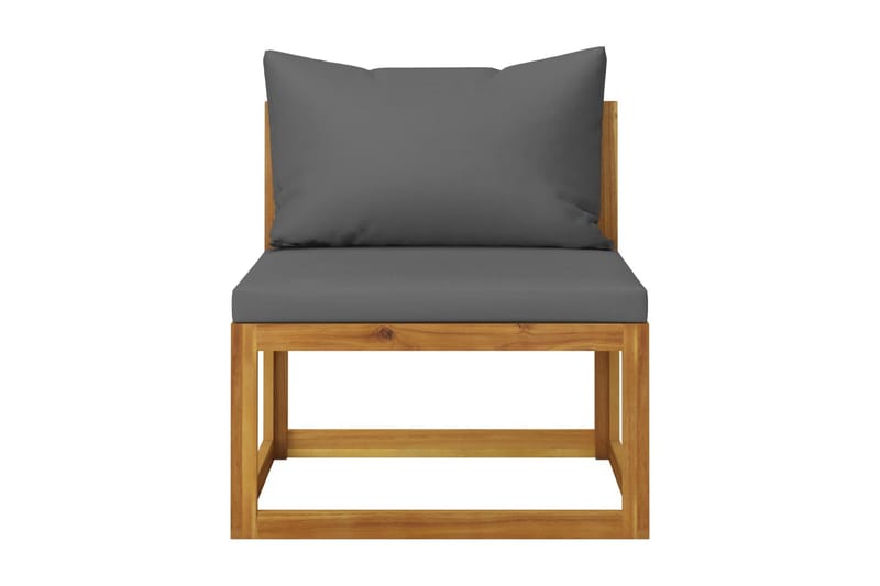 Trädgårdssoffa med dynor 4-sits massivt akaciaträ - Grå - Utemöbler - Utesoffor & bänkar - Loungesoffa