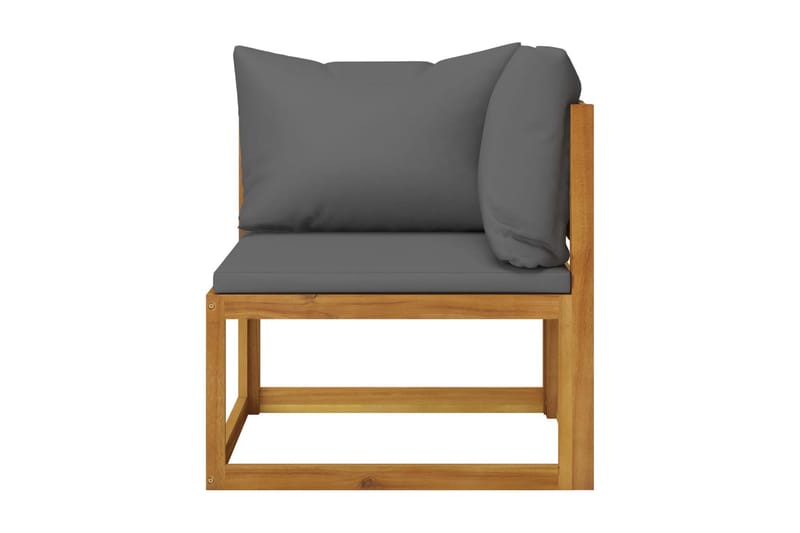 Trädgårdssoffa med dynor 4-sits massivt akaciaträ - Grå - Utemöbler - Utesoffor & bänkar - Loungesoffa