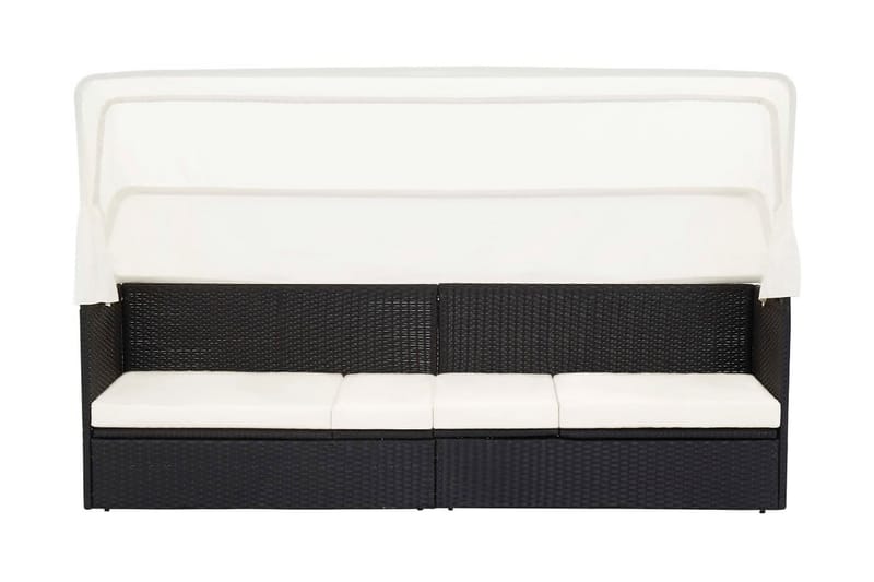 Trädgårdssoffa med tak svart konstrotting - Svart - Utemöbler - Utesoffor & bänkar - Loungesoffa