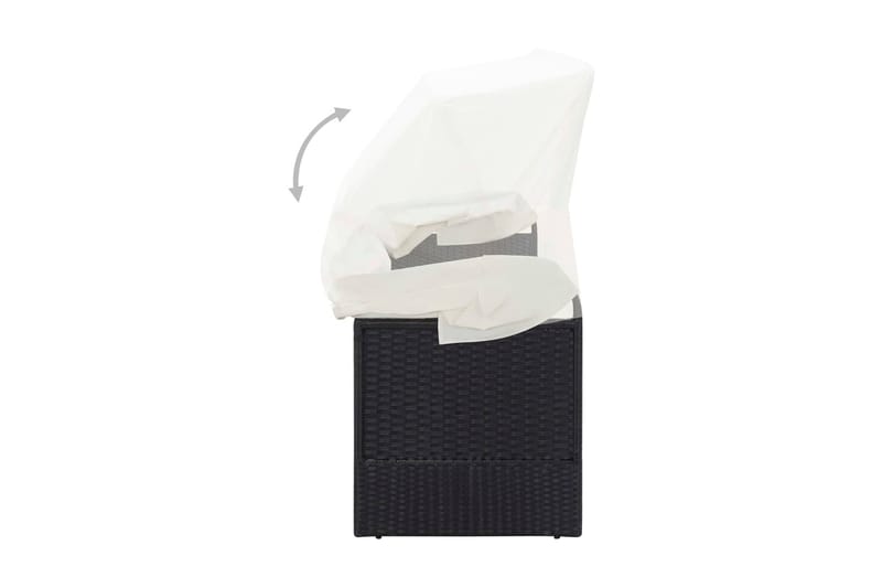 Trädgårdssoffa med tak svart konstrotting - Svart - Utemöbler - Utesoffor & bänkar - Loungesoffa