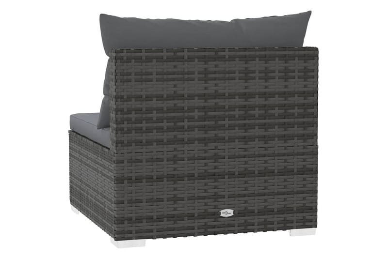 Trädgårdssoffa mittsektion med dynor grå konstrotting - Grå - Utemöbler - Utesoffor & bänkar - Loungesoffa