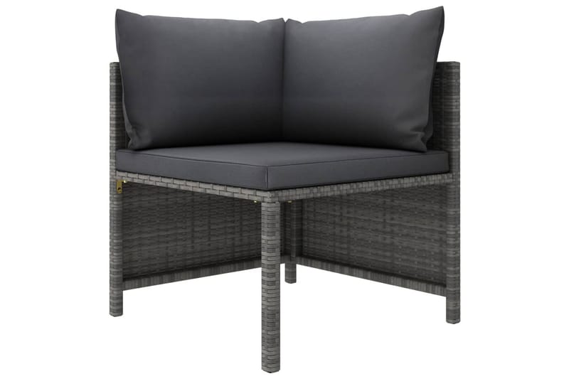 Trädgårdssoffset med dynor 4 delar konstrotting grå - Grå - Loungemöbler - Loungesoffa
