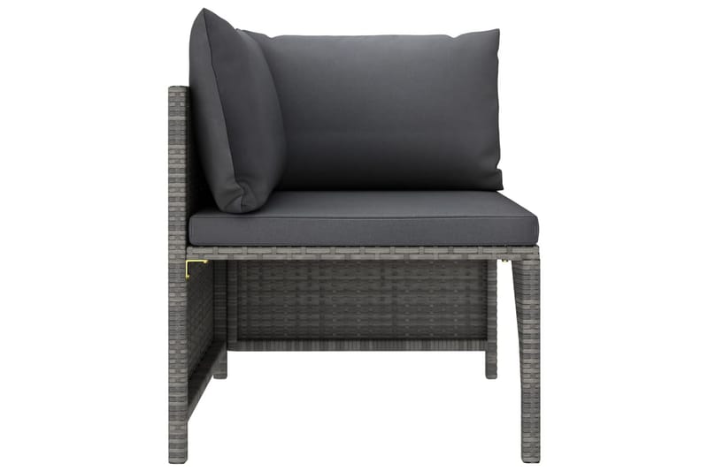 Trädgårdssoffset med dynor 4 delar konstrotting grå - Grå - Loungemöbler - Loungesoffa