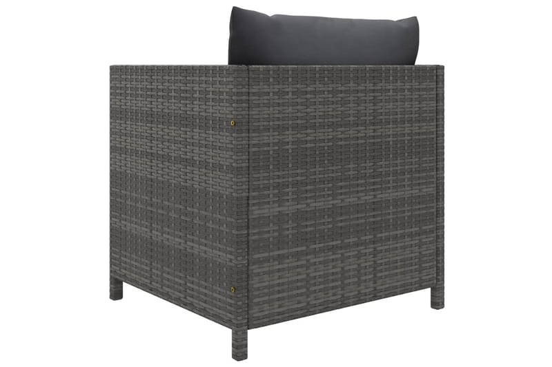 Trädgårdssoffset med dynor 4 delar konstrotting grå - Grå - Loungemöbler - Loungesoffa