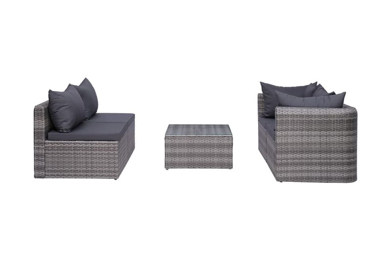 Trädgårdssoffset med dynor och kuddar 5 delar konstrotting g - Grå - Balkongsoffor - Loungemöbler - Loungesoffa