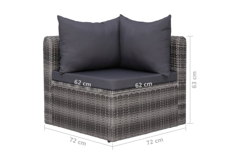 Trädgårdssoffset med dynor och kuddar 5 delar konstrotting g - Grå - Balkongsoffor - Loungemöbler - Loungesoffa