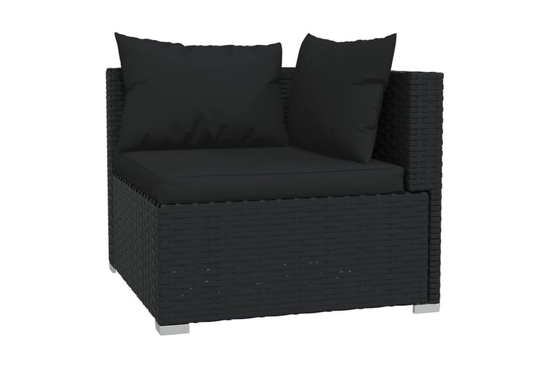 TvåsitsUtesoffa med dynor konstrotting svart - Svart - Utemöbler - Utesoffor & bänkar - Loungesoffa