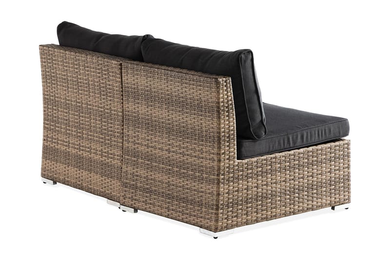 Wisconsin Premium 2-sits Loungesoffa utomhus – Utesoffa i Konstrotting för balkong - Sand Beige / Svarta dynor - Utemöbler - Utesoffor & bänkar - Loungesoffa