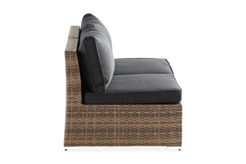 Wisconsin Premium 2-sits Loungesoffa utomhus – Utesoffa i Konstrotting för balkong - Sand Beige / Svarta dynor - Utemöbler - Utesoffor & bänkar - Loungesoffa