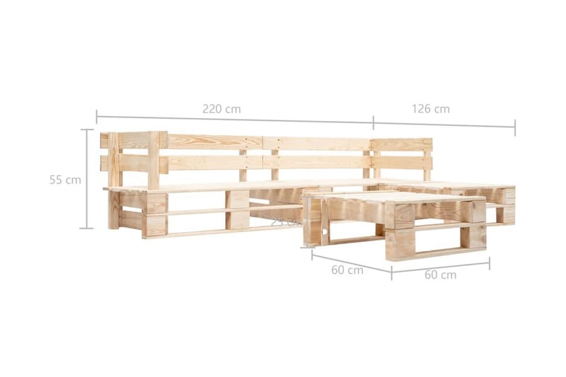 Pallsoffa 4 delar naturligt trä - Brun - Loungesoffa