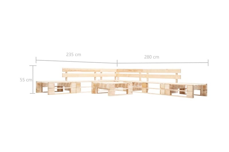 Pallsoffa 6 delar naturligt trä - Brun - Loungesoffa