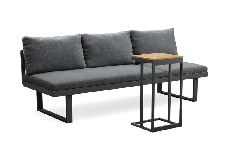 Samira Fällbar Utesoffa med soffbord - Solsäng i aluminium - Grå - Utemöbler - Utesoffor & bänkar - Loungesoffa