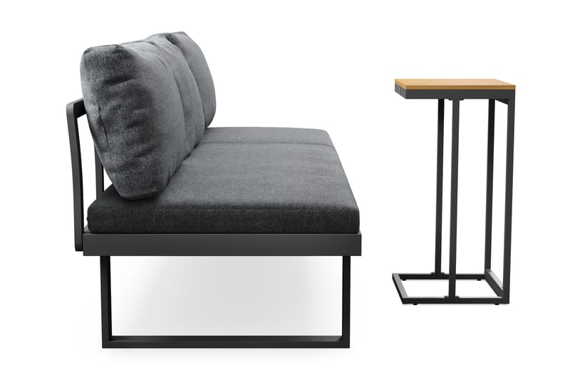 Samira Fällbar Utesoffa med soffbord - Solsäng i aluminium - Grå - Utemöbler - Utesoffor & bänkar - Loungesoffa