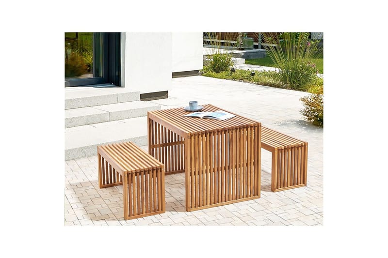 Set med 2 trädgårdsbänkar Sulzano - Utemöbler - Utesoffor & bänkar - Trädgårdsbänkar