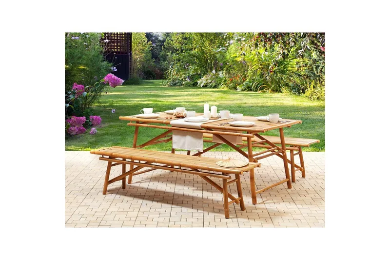 Set med 2 trädgårdsbänkar Tindari - Utemöbler - Utesoffor & bänkar - Trädgårdsbänkar