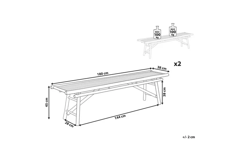 Set med 2 trädgårdsbänkar Tindari - Utemöbler - Utesoffor & bänkar - Trädgårdsbänkar