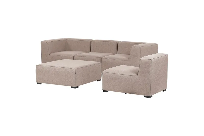 Soffa med fotpall Arezzo Beige/svart - Beige/svart - Utemöbler - Utegrupp - Loungegrupp