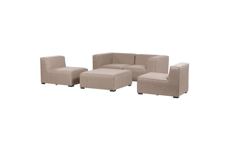 Soffa med fotpall Arezzo Beige/svart - Beige/svart - Utemöbler - Utesoffor & bänkar - Loungesoffa