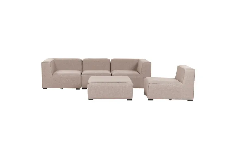 Soffa med fotpall Arezzo Beige/svart - Beige/svart - Utemöbler - Utegrupp - Loungegrupp